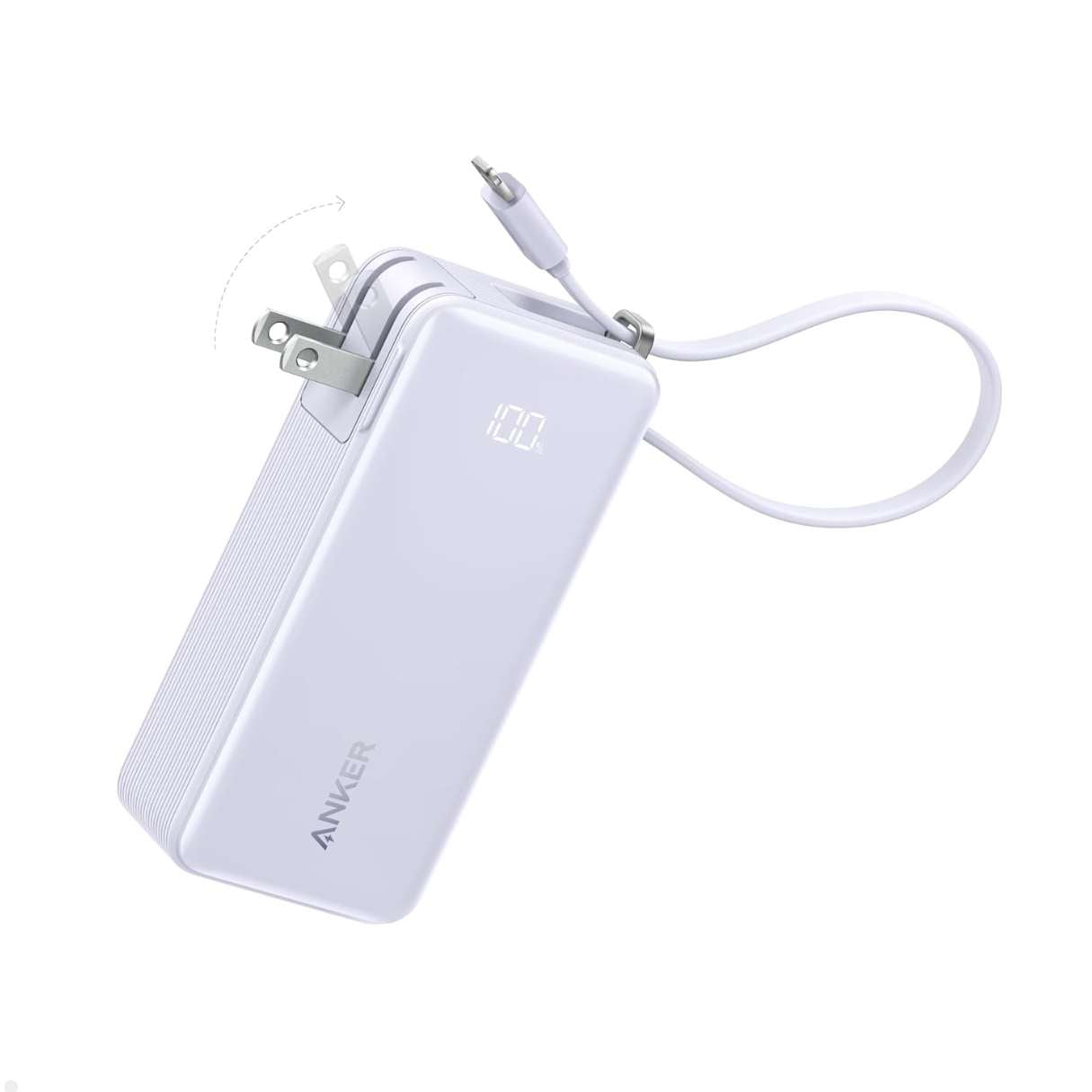 Power Bank 10000mAh Anker 3 en 1 con cable tipo C y enchufe integrado, para iPhone/Samsung