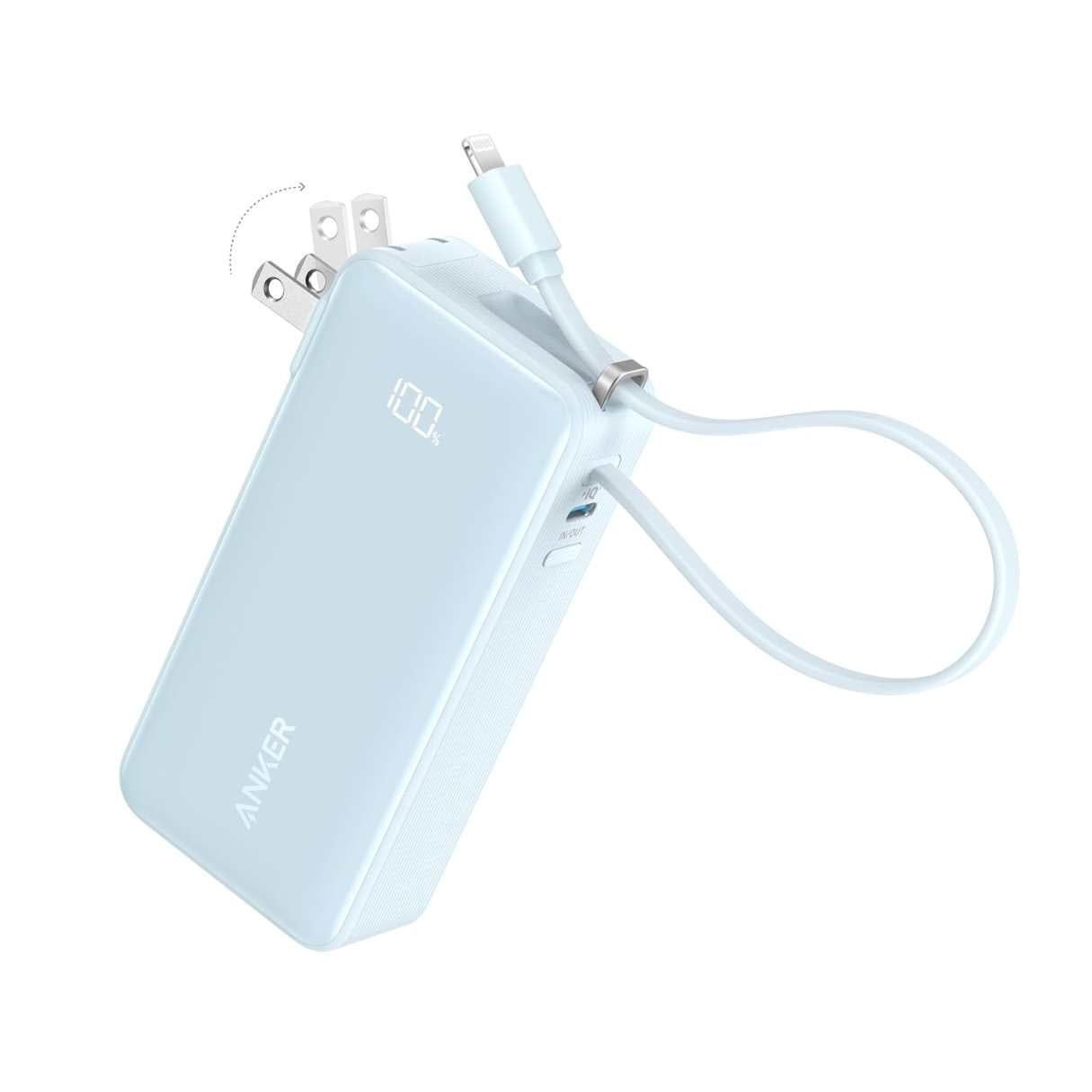 Power Bank 10000mAh Anker 3 en 1 con cable Lightning y enchufe integrado, para iPhone 14/13/12/11/X
