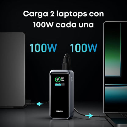 Anker Prime Power Bank de 20,000 mAh 200W pantalla inteligente, 2 puertos USB-C y 1 puerto USB-A para celulares, tablets, laptops y más