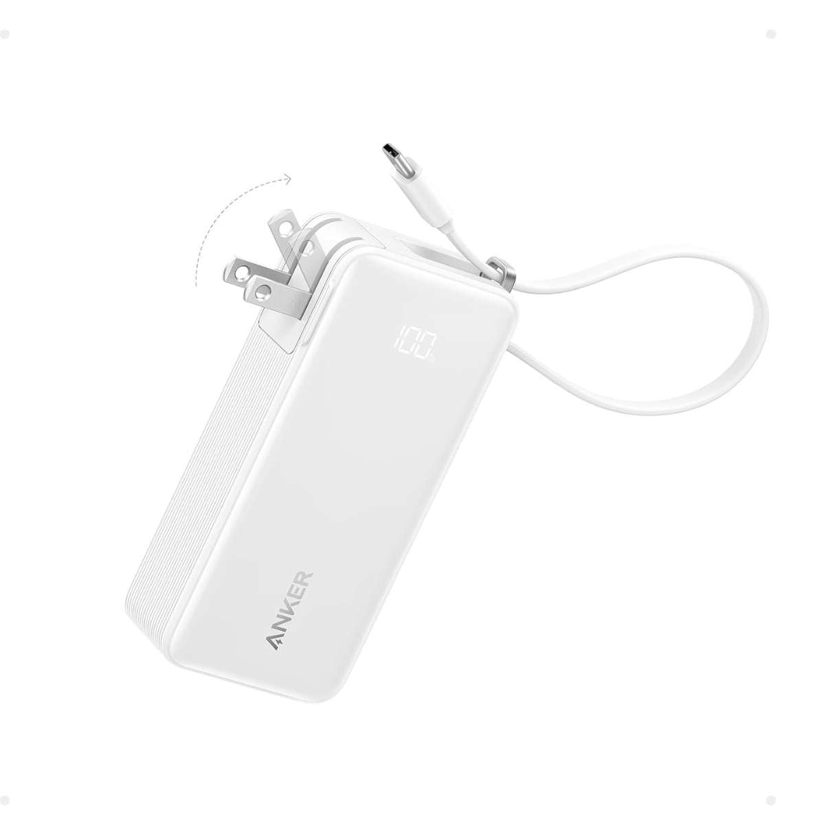 Power Bank 10000mAh Anker 3 en 1 con cable tipo C y enchufe integrado, para iPhone/Samsung