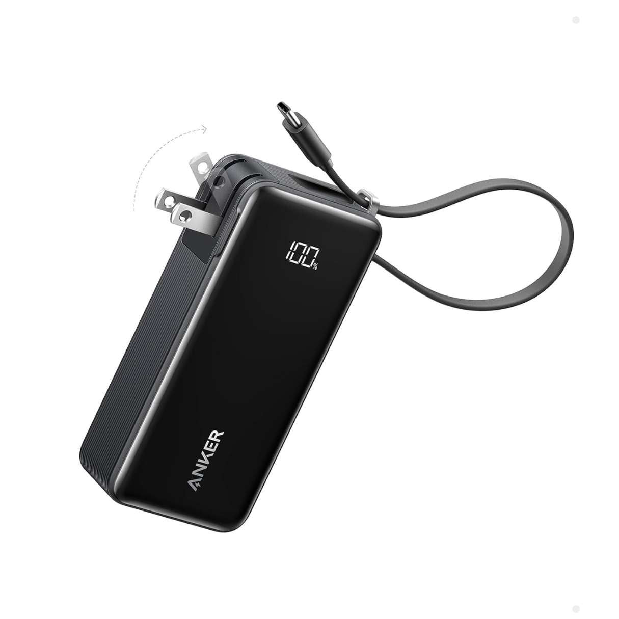 Power Bank 10000mAh Anker 3 en 1 con cable tipo C y enchufe integrado, para iPhone/Samsung