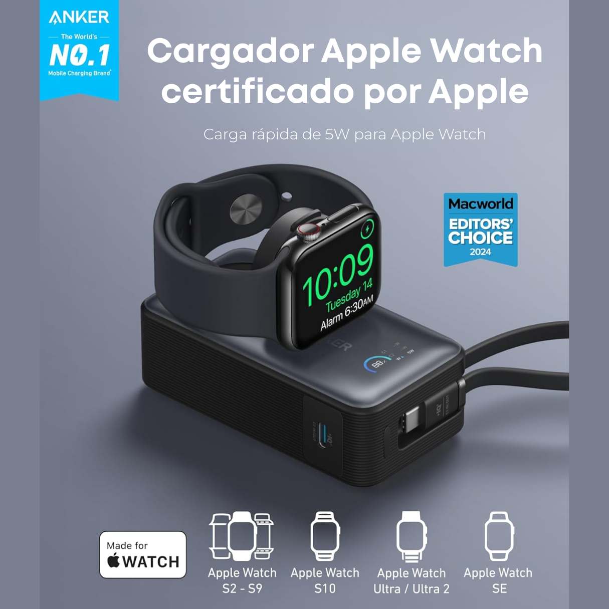 Anker MagGo Power Bank 10000mAh 35W – Cargador Apple Watch