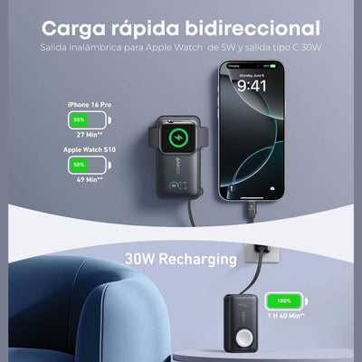Anker MagGo Power Bank 10000mAh 35W – Cargador Apple Watch