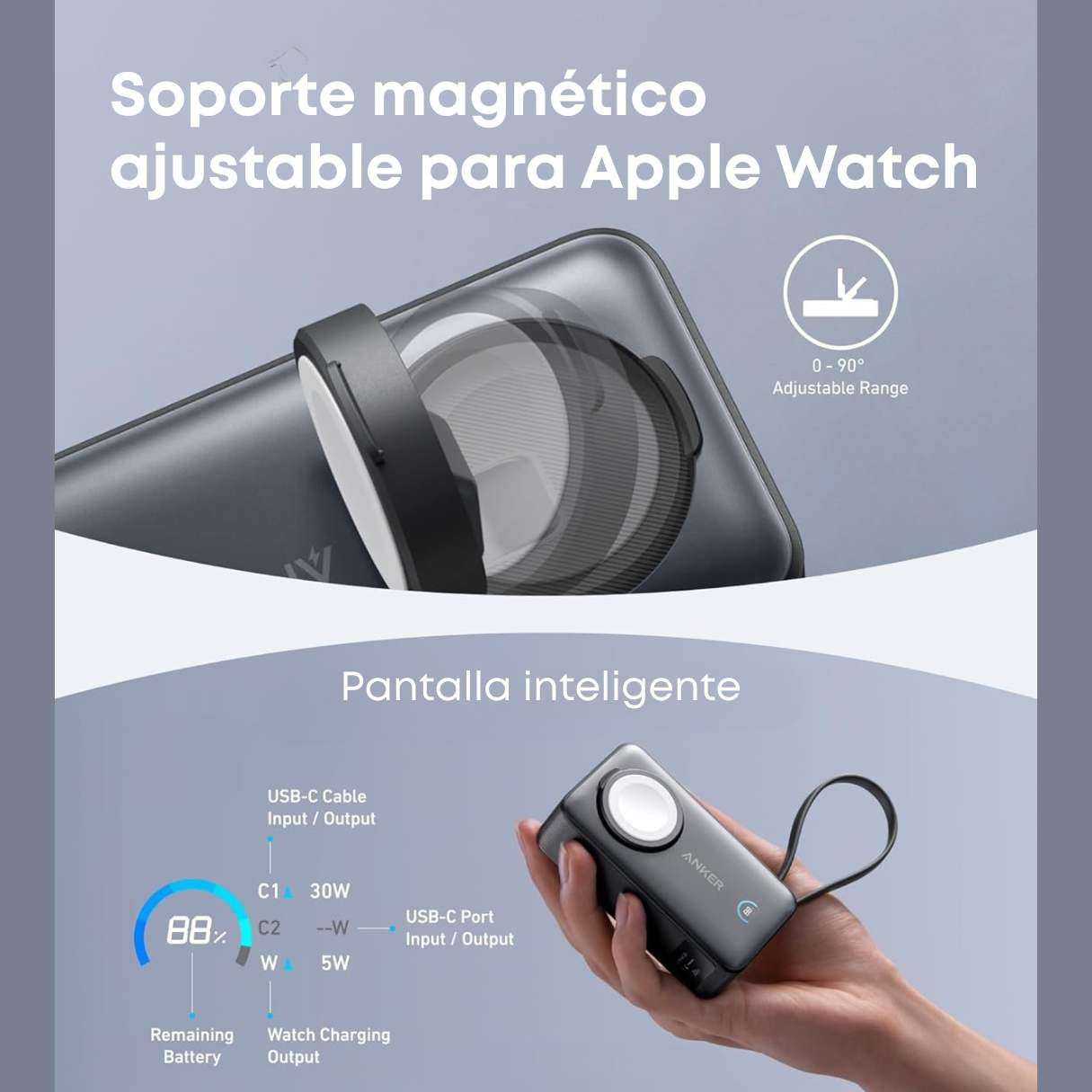 Anker MagGo Power Bank 10000mAh 35W – Cargador Apple Watch