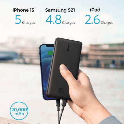 Anker Power Bank power core essential 20000mAh tecnología iQ para iPhone, iPad, Samsung y más