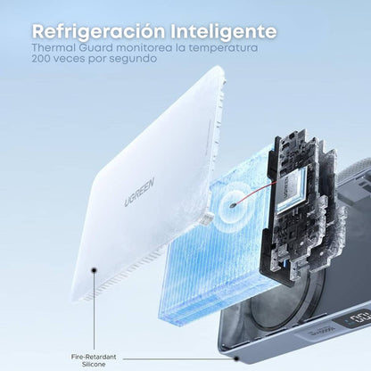 UGREEN MagFlow Power Bank de 10,000 mAh, carga inalámbrica certificada Qi2 de 25 W, con cable integrado tipo C, para iPhone 17 Pro Max/17 Pro/17 Air/17, Google Pixel 10 series