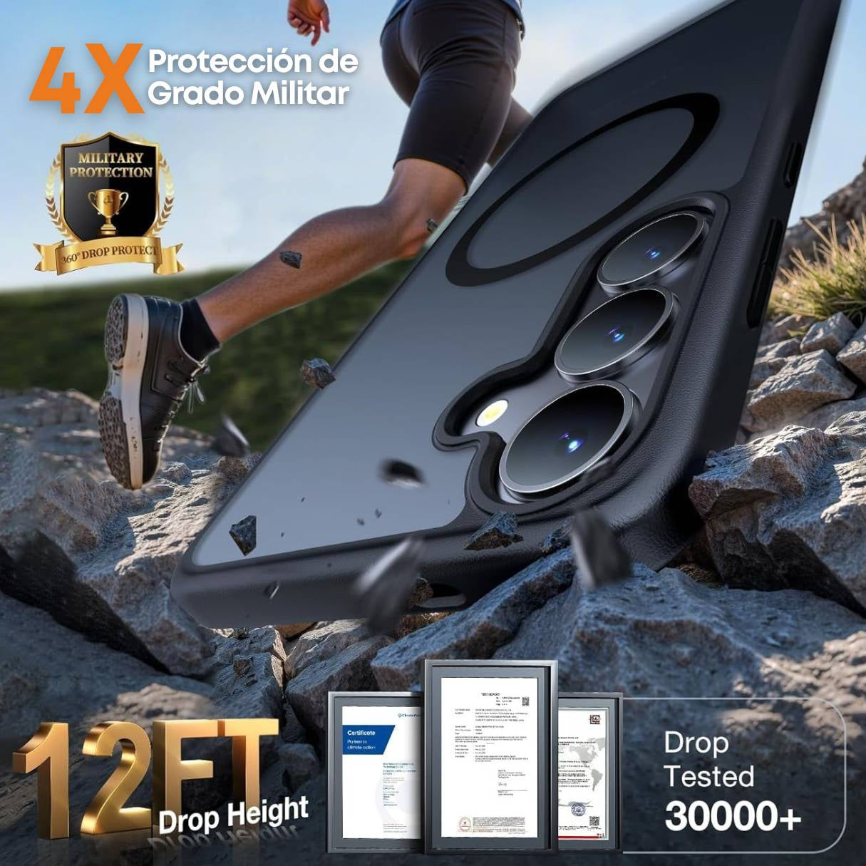 TORRAS Funda MagSafe para Samsung S25 Plus, negra transparente