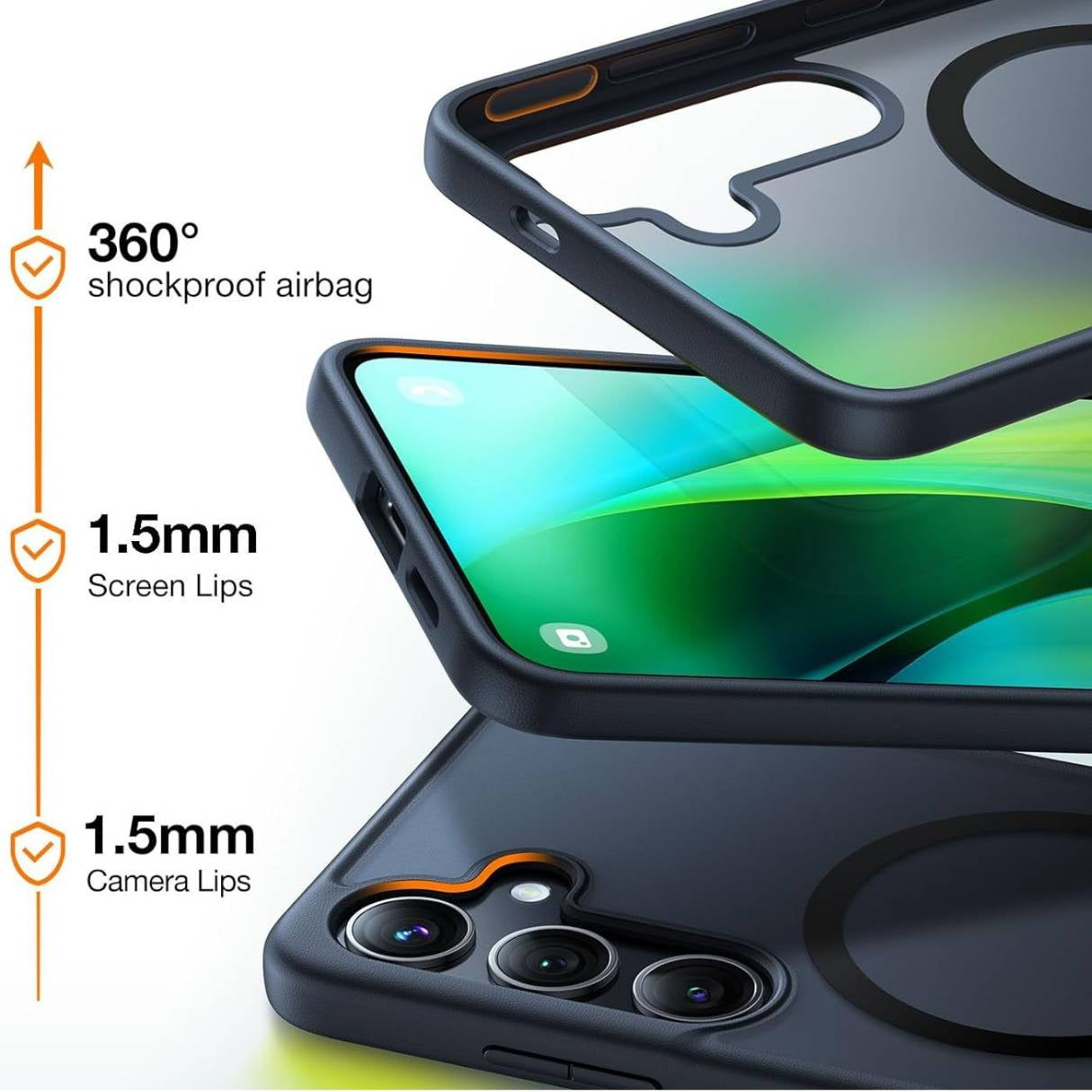 TORRAS Funda MagSafe para Samsung S25 Plus, negra transparente