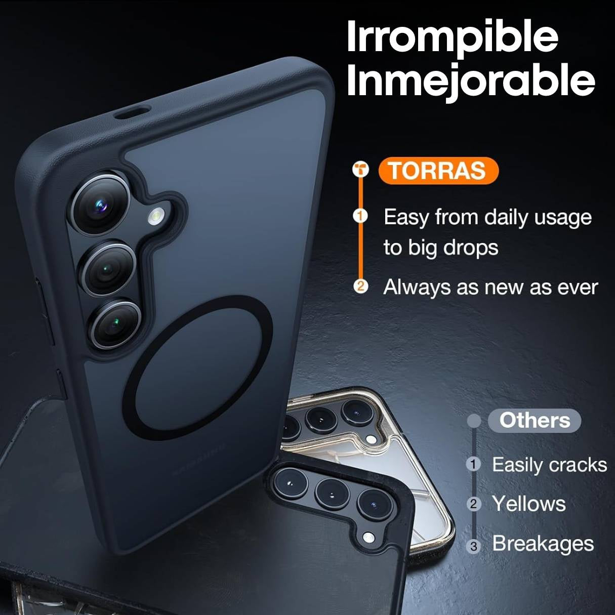 TORRAS Funda MagSafe para Samsung S25 Plus, negra transparente