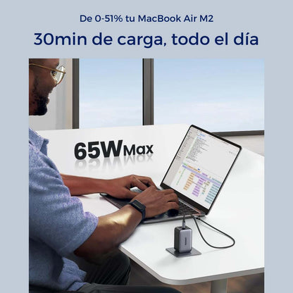 Ugreen Cargador 65W, Nexode 3 puertos para Macbook/iPhone/iPad, Galaxy S24