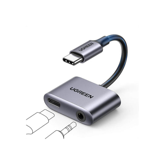 Ugreen USB-C a 3.5mm Adaptador de Audio con Puerto de Carga 2 en 1 PD 60W