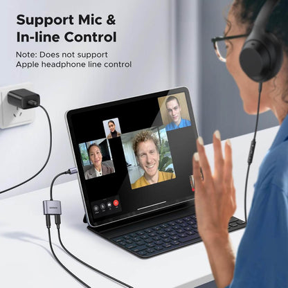 Ugreen USB-C a 3.5mm Adaptador de Audio con Puerto de Carga 2 en 1 PD 60W