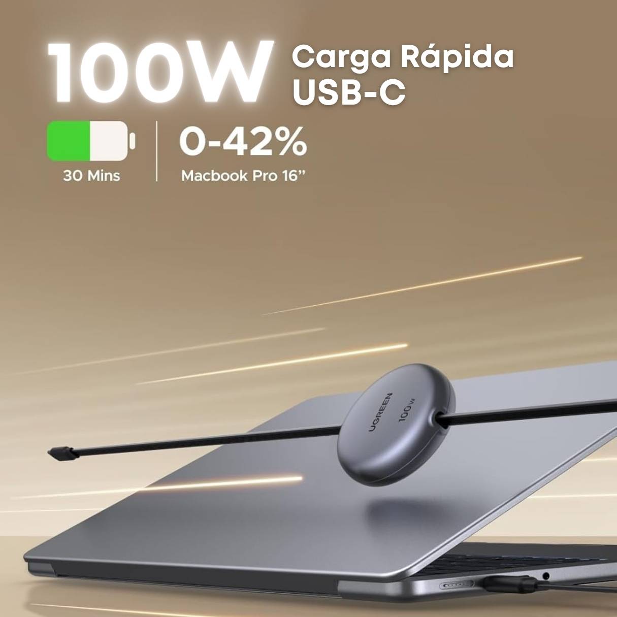 UGREEN Cable USB-C Retráctil 100W – Carga Rápida