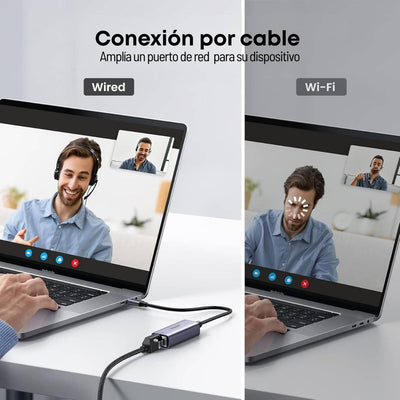 UGREEN Adaptador USB-C a Ethernet 1 Gbps – Plug & Play