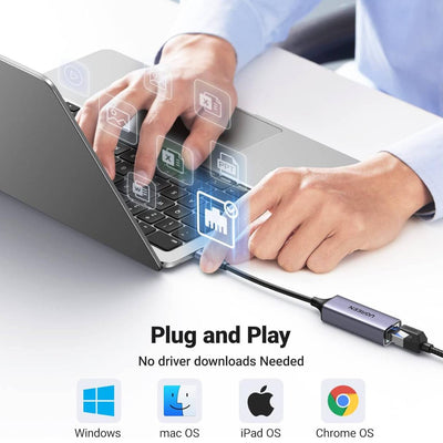 UGREEN Adaptador USB-C a Ethernet 1 Gbps – Plug & Play