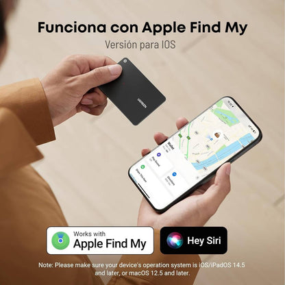 Ugreen FineTrack - Buscador inteligente delgado compatible con Apple Find My (solo iOS), impermeable, recargable, Bluetooth, para billetera