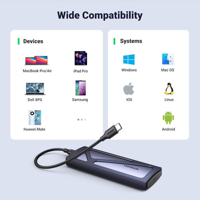 Ugreen Carcasa SSD tipo C externo M.2 NVMe, 10 Gbps