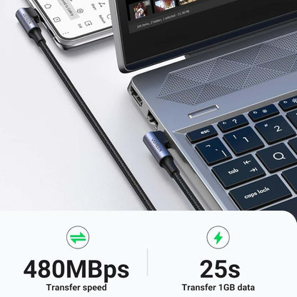 Ugreen cable USB C a USB C de 100 W de 90 grados para MacBook, Galaxy, iPad, iPhone y más