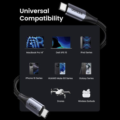 UGREEN Cable USB-C 3.2 Gen 2 – 10 Gbps, 240W PD, Video 4K (1 M)