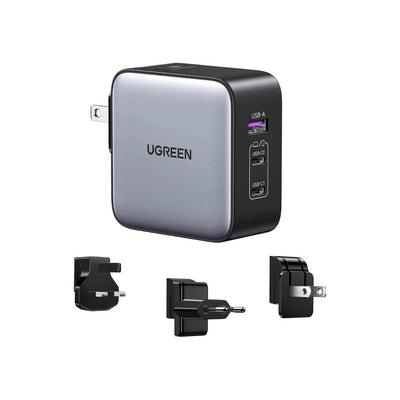 UGREEN Cargador Internacional USB-C 65W – 3 Puertos para Viaje