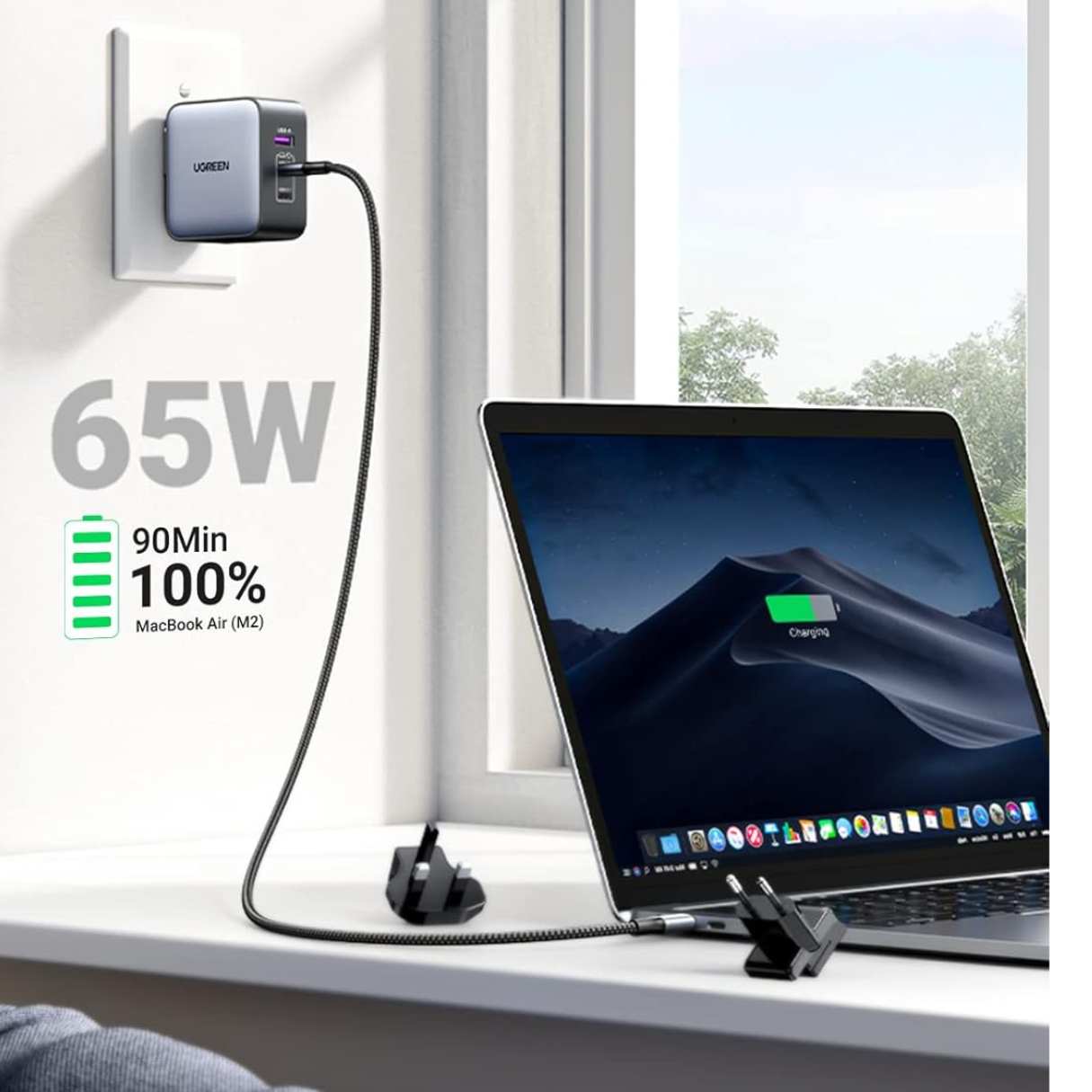 UGREEN Cargador Internacional USB-C 65W – 3 Puertos para Viaje