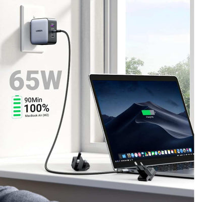 UGREEN Cargador Internacional USB-C 65W – 3 Puertos para Viaje