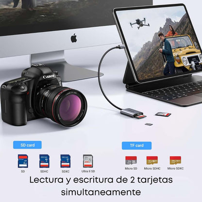 Ugreen Lector de tarjetas SD micro SD SDXC SDHC, tipo C compatible con iPhone 16/15, Samsung Galaxy, MacBook y más