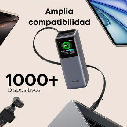Ugreen Nexode Power Bank 20000mAh 165W con cable USB C integrado de 100 W, para MacBook Pro/Air/iPhone 16/iPad Pro/Galaxy S25 Ultra/Dell/HP y más