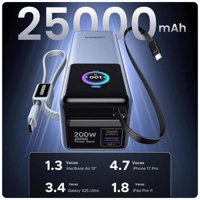 Ugreen Nexode Pro Power Bank de 25k mAh - 200W con 2 cables