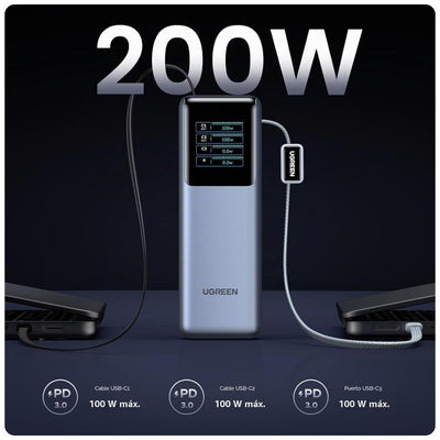Ugreen Nexode Pro Power Bank de 25k mAh - 200W con 2 cables