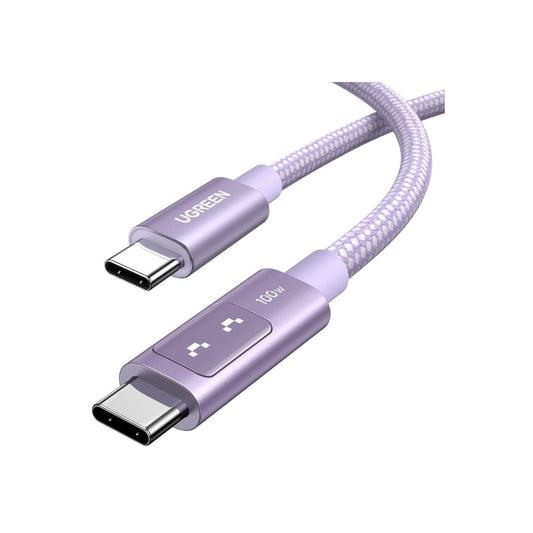 Ugreen Uno Cable tipo C C de 100W, carga rápida con pantalla LED, duradero, nailon trenzado para celulares, tablets, laptops y más