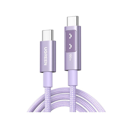 Ugreen Uno Cable tipo C C de 100W, carga rápida con pantalla LED, duradero, nailon trenzado para celulares, tablets, laptops y más