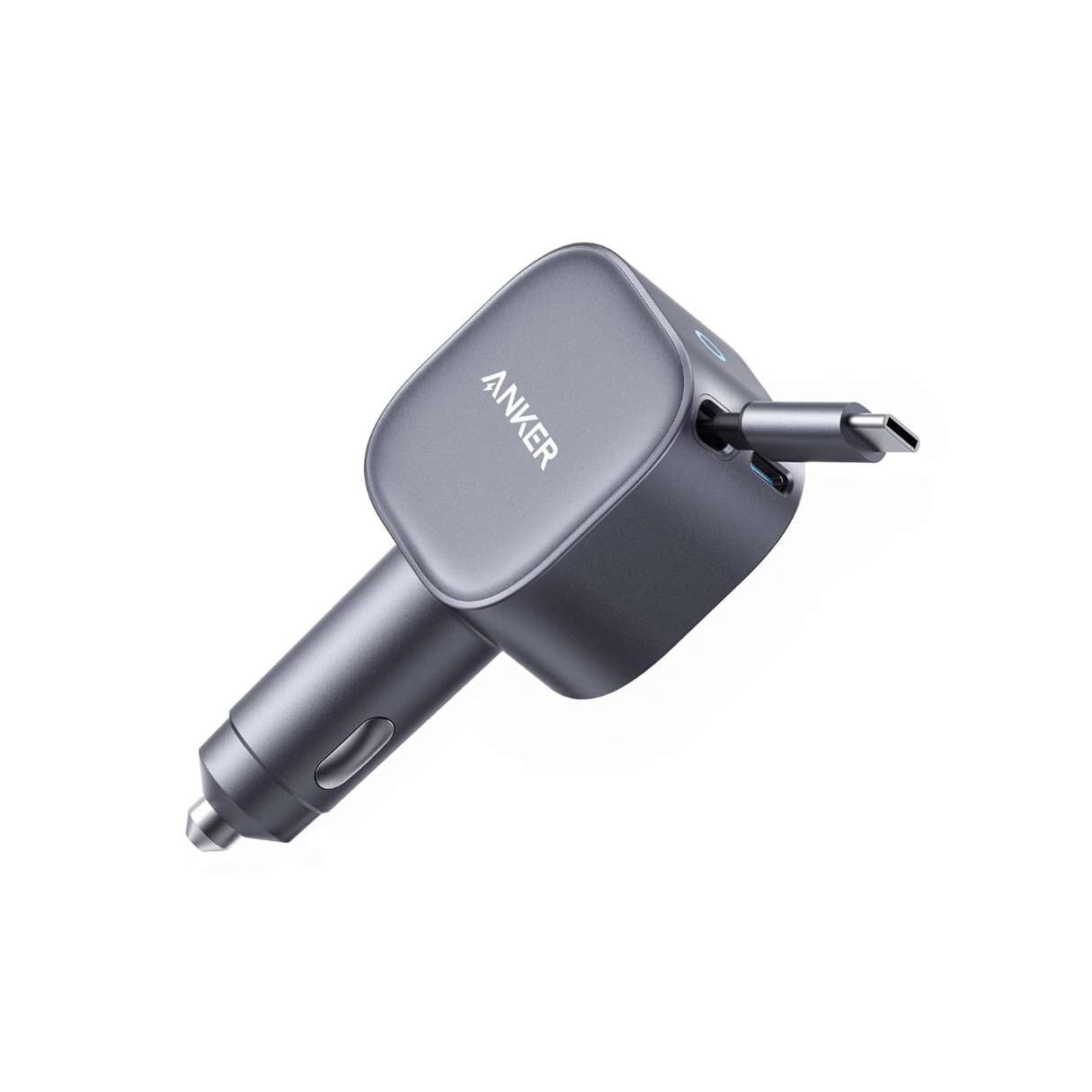 Anker Cargador de Vehículo USB-C 75W – Cable Retráctil