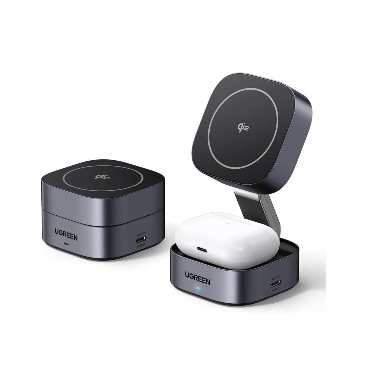 UGREEN Cargador MagSafe Inalámbrico 2 en 1 Qi2 15W Plegable