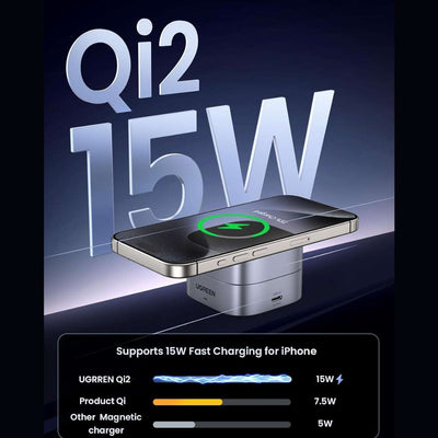 UGREEN Cargador MagSafe 2 en 1 Qi2 15W