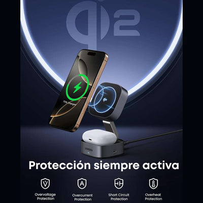 UGREEN Cargador MagSafe 2 en 1 Qi2 15W