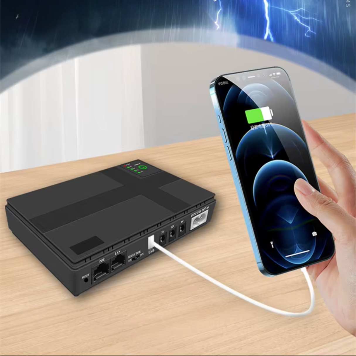 Mini UPS 10400mAh para router 12V/9V/5V con cable adaptador incluido