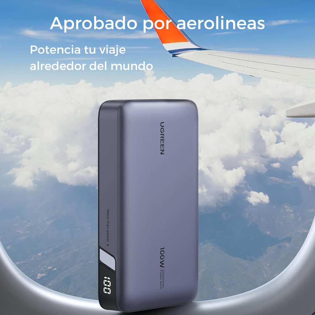 Power Bank Ugreen 20000mAh Nexode 100W PD3.0 con pantalla, para Macbook/iPad/iPhone, Samsung Galaxy