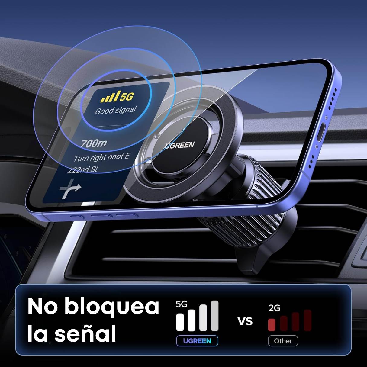 Ugreen Soporte MagSafe de Vehiculo para iPhone 17 16 15 14 13 12 series , fuerte imán